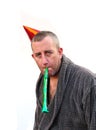 Man in party hat