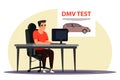 Man passing test on computer to get driver license Royalty Free Stock Photo