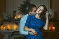 Man passionately kissing the woman's neck. Royalty Free Stock Photo