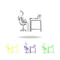 Man pause work outline colored icons. Element of office life illustration. Signs and symbols collection icon for websites, web Royalty Free Stock Photo