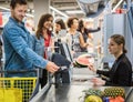 Man paying with contactless card in a grocery store Royalty Free Stock Photo