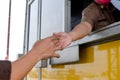 Man paying money at toll booth Royalty Free Stock Photo