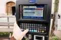 Man paying for parking in city France Strasbourg