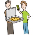 Man paying pizza delivery guy