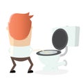Man peeing on the toilet seat Royalty Free Stock Photo