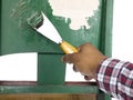 Man peeling paint Royalty Free Stock Photo