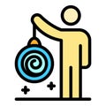 Man with a pendulum icon color outline vector Royalty Free Stock Photo