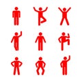 Man people various standing position. illustration of posing person icon symbol sign pictogram.