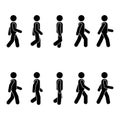 Man people various walking position. Posture stick figure. Vector standing person icon symbol sign pictogram on white. Royalty Free Stock Photo
