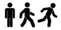 Man people various walking position. Posture stick figure. Vector standing person icon symbol sign pictogram on white Royalty Free Stock Photo