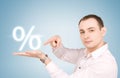 Man with percent sign Royalty Free Stock Photo