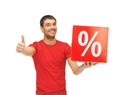 Man with percent sign Royalty Free Stock Photo