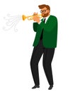 Man performance musical blues, jazz trumpeter vector Royalty Free Stock Photo