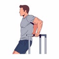 Man performing dips exercise on parallel bars Royalty Free Stock Photo