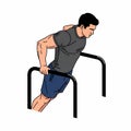Man performing dips exercise on parallel bars Royalty Free Stock Photo