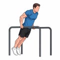 Man performing dips on parallel bars exercise Royalty Free Stock Photo