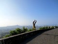 Man Performing Handstand at Tantalus Lookout Point Royalty Free Stock Photo