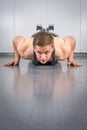 Man performing push ups at the gym Royalty Free Stock Photo