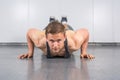 Man performing push ups at the gym Royalty Free Stock Photo