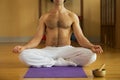 Man Performing Yoga in the lotus pose Royalty Free Stock Photo