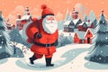 claus winter gift illustration santa holiday red christmas cartoon present. Generative AI. Royalty Free Stock Photo