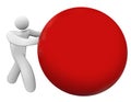 Man Person Pushing Rolling Red Ball Sphere Blank Copy Space