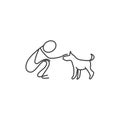 Man and pet dog stick figure vector