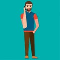 Man on the phone isolated vector illustration Royalty Free Stock Photo