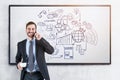 Man on phone teaching business Royalty Free Stock Photo