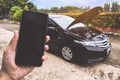 Man Phoning For Help with a broken down car Royalty Free Stock Photo