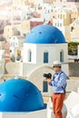 Man photographer on Santorini Royalty Free Stock Photo