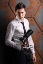 Man photographer in studio Royalty Free Stock Photo