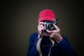 Man photographing with his vintage film camera Royalty Free Stock Photo