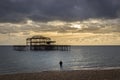 Man photographing the west pier brighton Royalty Free Stock Photo