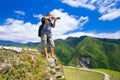 A man photographs the landscape. Rice terraces in the Philippine