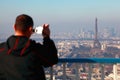 Man photographs of panorama of Paris Royalty Free Stock Photo