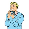 Man photographs snapshot with a digital camera Royalty Free Stock Photo