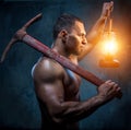 Man with pickaxe Royalty Free Stock Photo