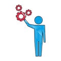 man pictogram with gears mechanic wheels Royalty Free Stock Photo