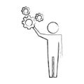 man pictogram with gears mechanic wheels Royalty Free Stock Photo