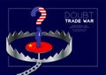 Man pictogram and question mark America flag standing on isometric Trap China flag, Doubt Trade war and tax crisis concept design Royalty Free Stock Photo