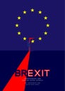 Man pictogram and question mark open the door on isometric European Union EU flag pattern, Brexit concept design illustration