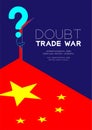 Man pictogram and question mark open the door to dark room with isometric China flag pattern, Doubt Trade war and tax crisis