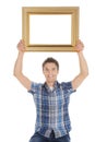 Man with picture frame. Royalty Free Stock Photo