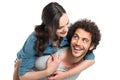 Man Piggybacking Her Girlfriend Royalty Free Stock Photo