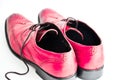 Man pink shoes on white background