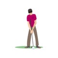 Golf player kicking ball isolate on white background Royalty Free Stock Photo
