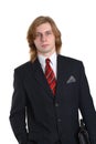 Man in pinstriped suit