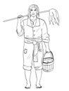 A man is a pirate, a cabin boy or ships boy. Vector, Object isolated Children coloring, black lines, white background