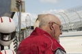 Man on pit row ready to drive IRL car Royalty Free Stock Photo